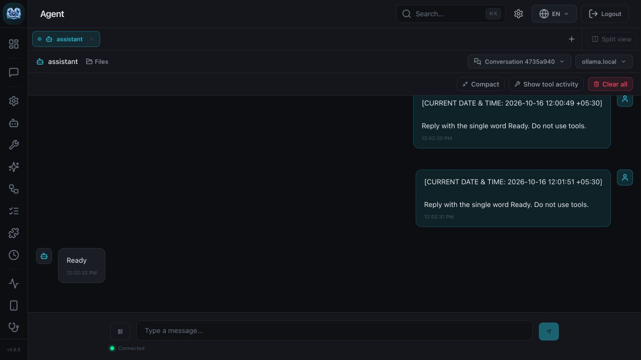 Tested local model response in ZeroClaw